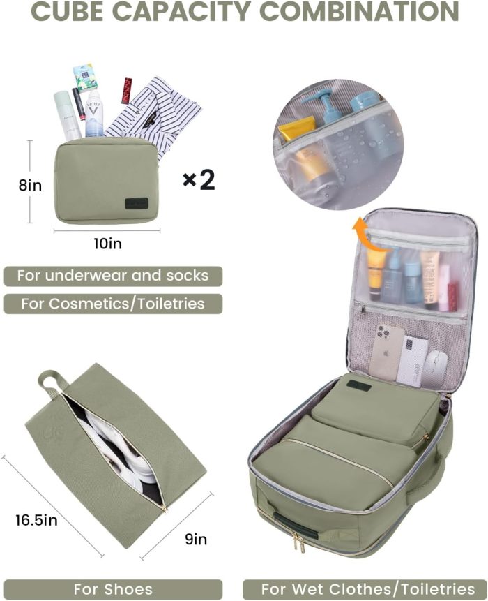 40L Travel Backpack for Women & Men, Large Carry on Backpack for Airplanes with 3 Packing Cubes, TSA Personal Item Travel Bag fits 17" Laptop, Waterproof Travel Essentials Airline Approved - Image 6