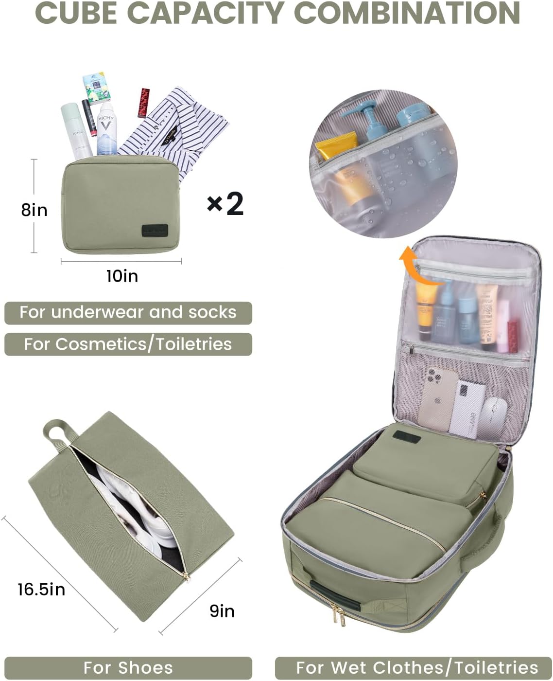 40L Travel Backpack for Women & Men, Large Carry on Backpack for Airplanes with 3 Packing Cubes, TSA Personal Item Travel Bag fits 17" Laptop, Waterproof Travel Essentials Airline Approved - Image 6