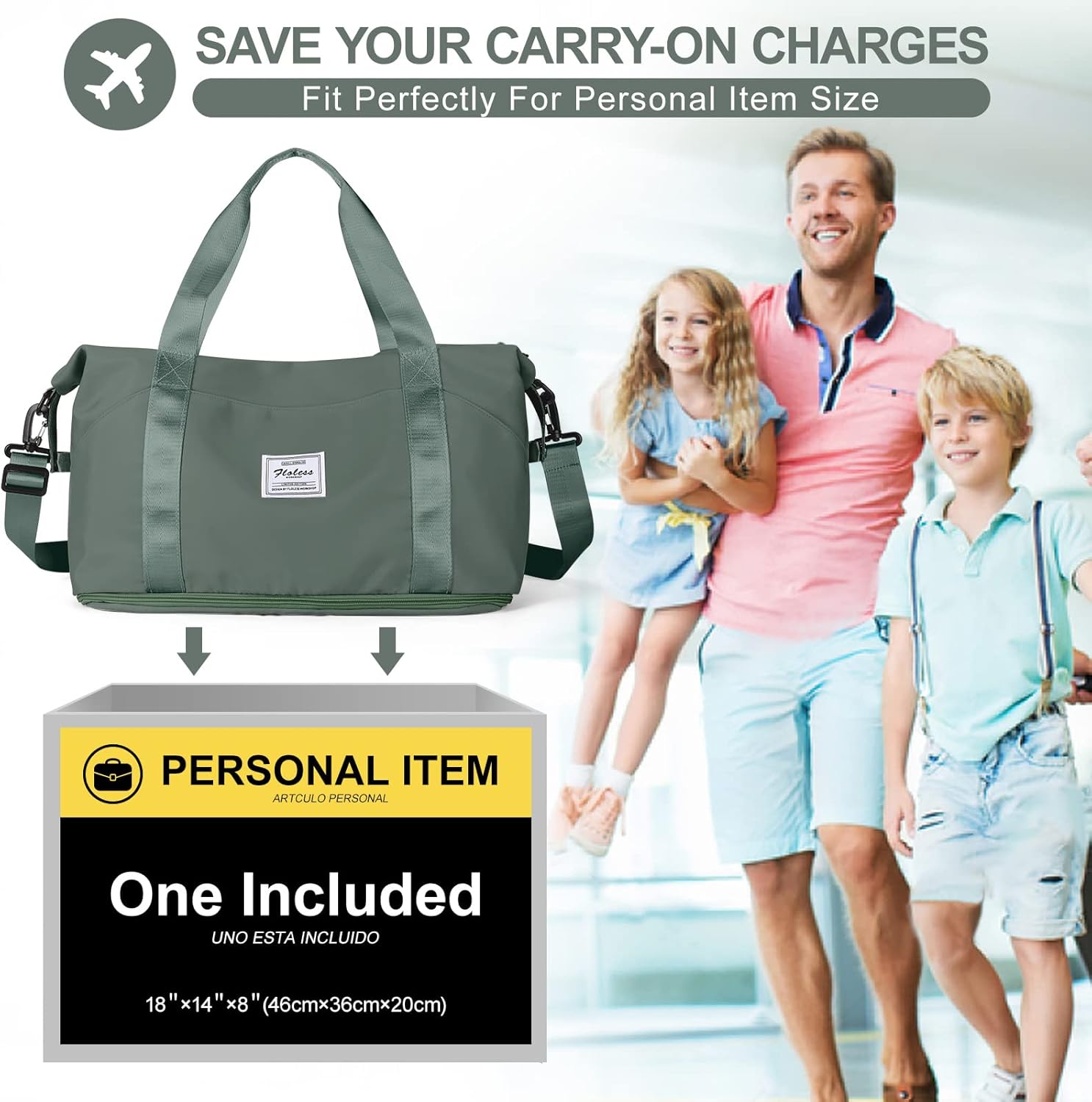 Travel Duffel Bag, Sports Tote Gym Bag, Shoulder Weekender Overnight Bag for Women - Image 2