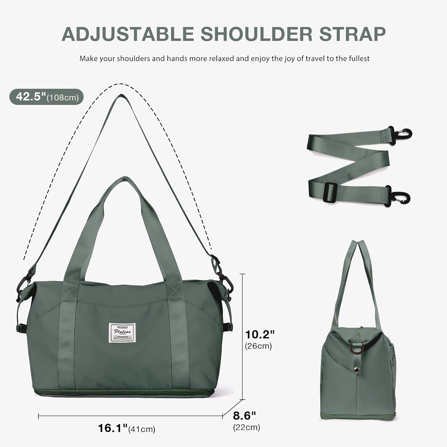 Travel Duffel Bag, Sports Tote Gym Bag, Shoulder Weekender Overnight Bag for Women - Image 4
