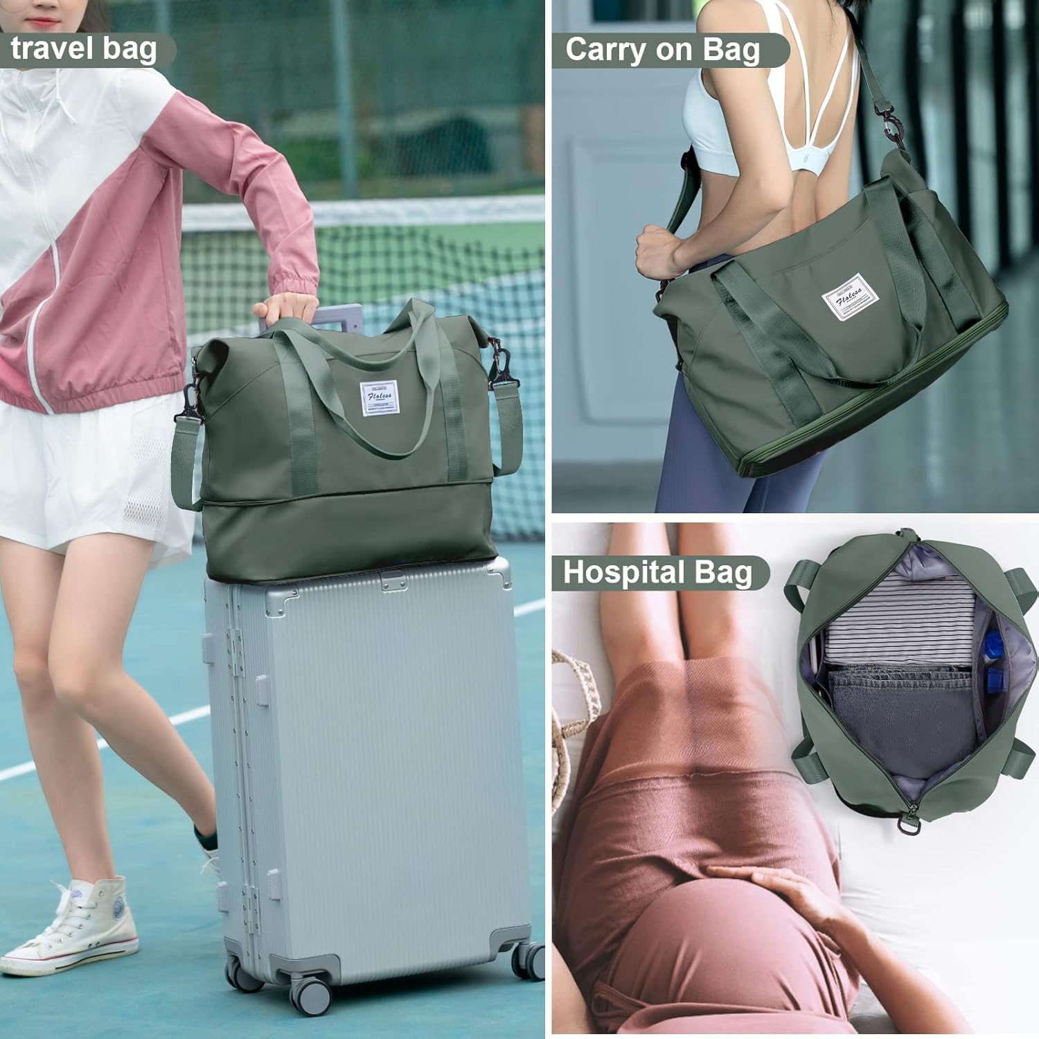 Travel Duffel Bag, Sports Tote Gym Bag, Shoulder Weekender Overnight Bag for Women - Image 6